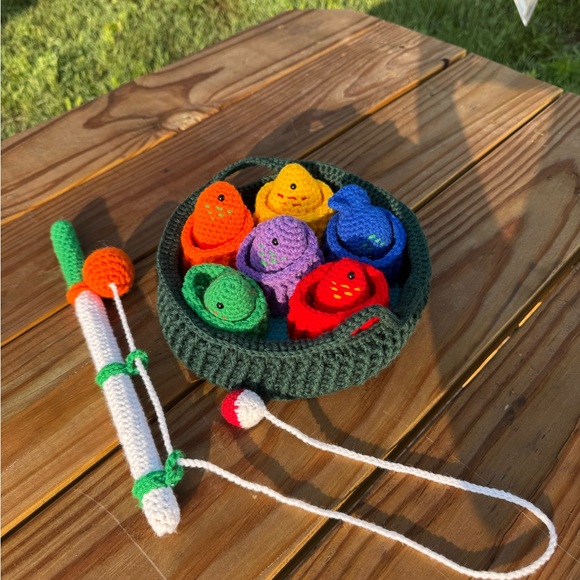 Colorful Crochet Fishing Game Set for Kids